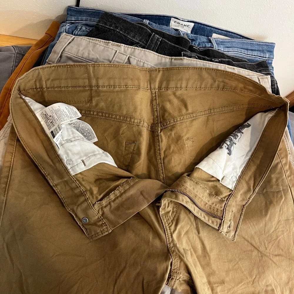 Levis 502 Regular Taper Pants Mens 36x29 Brown Chino Trousers 5 Pocket Stretch